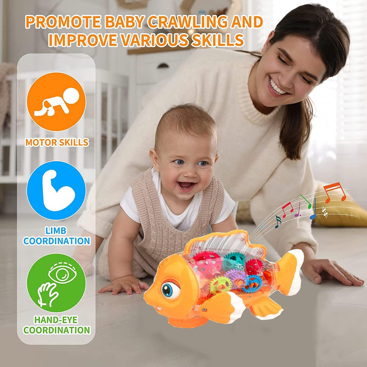 Baby Musik Spielzeug,Kriechendes Musikalisches Babyspielzeug für Kleinkinder 6 9 12 18 Monate Krabbe