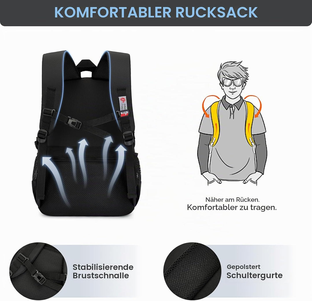 Amythe Rucksack Teenager Schulrucksack - Lässiger Daypack Herren, Schultasche für Jungen der 4.- 9.