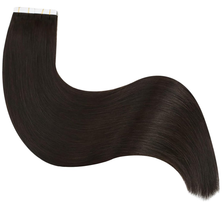 Ugeat Braun Tape Extensions Echthaar 45cm Extensions Tape Klebestreifen Haare Dunkelstes Braun Echte