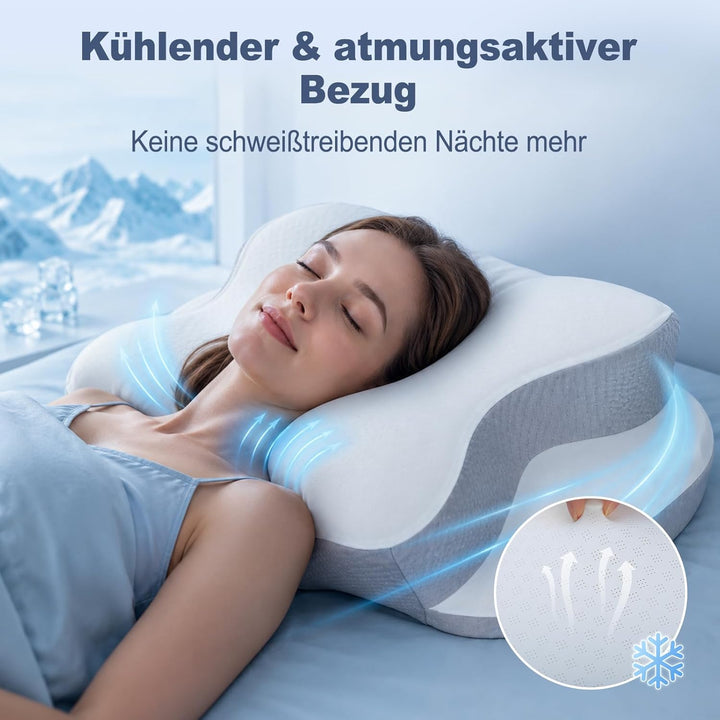 Orthopädische Kissen, Ergonomisches Kopfkissen, aus hochwertigem Memory Foam, mit Atmungsaktivem, Ab