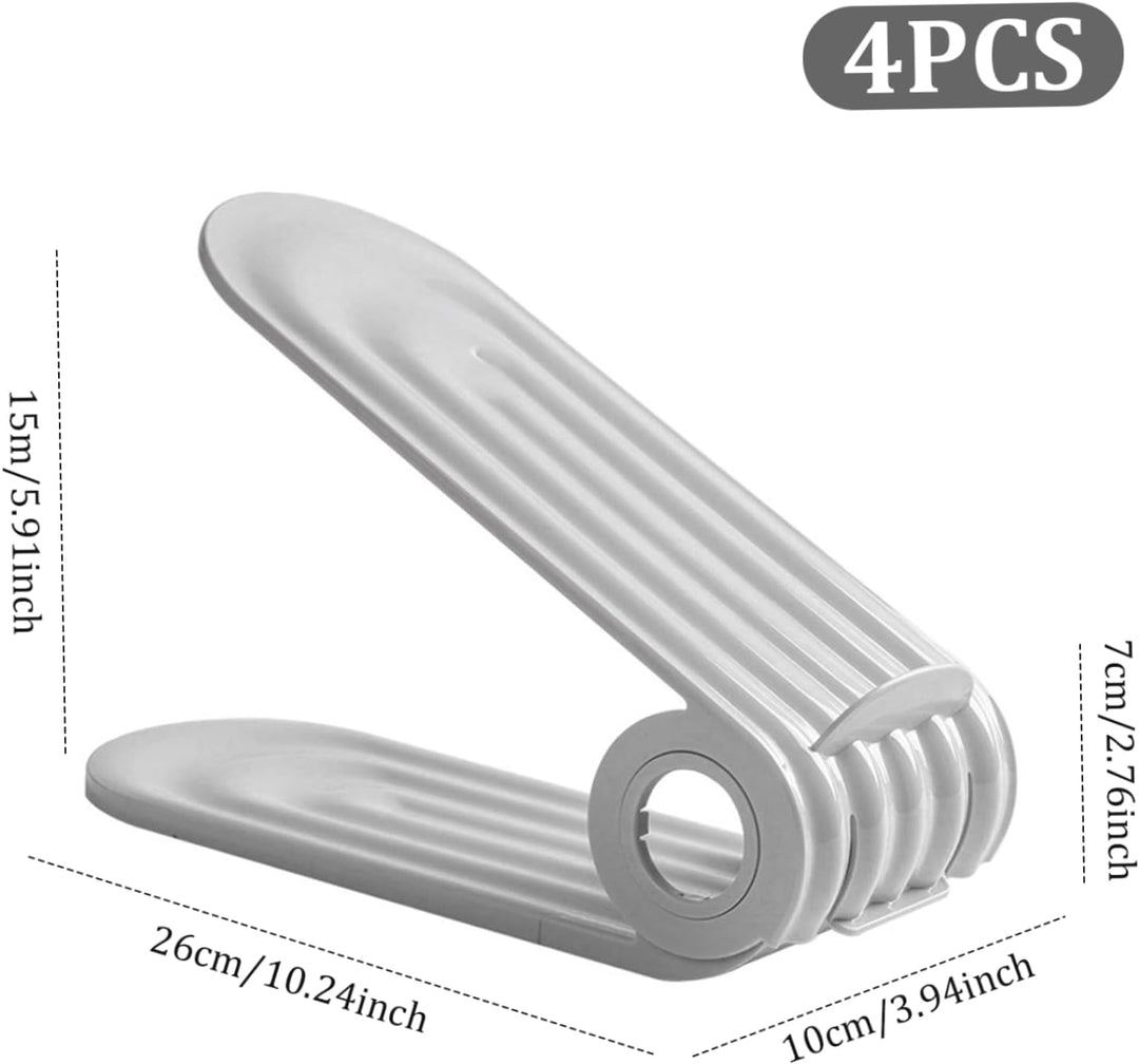 Schuhschlitz-Organizer, 4 Stück, Verstellbarer Schuhstapler, 4 Ebenen, PP, platzsparend, zweilagige