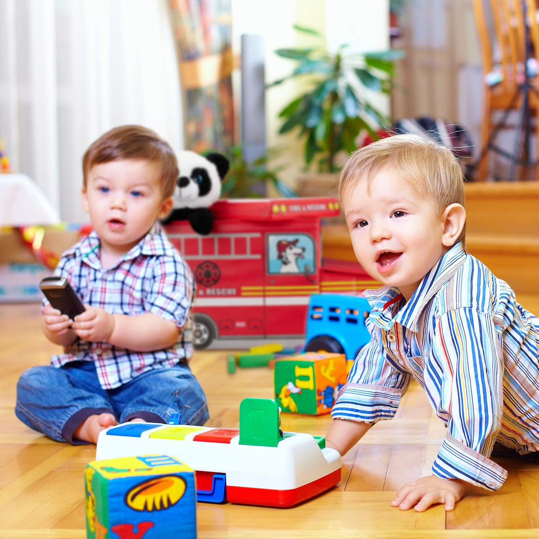 Relaxdays Sitzbox Kinder, Staubox mit Deckel, Spielzeug, faltbar, Motiv Auto, Stauraum, Jungen &amp; Mäd