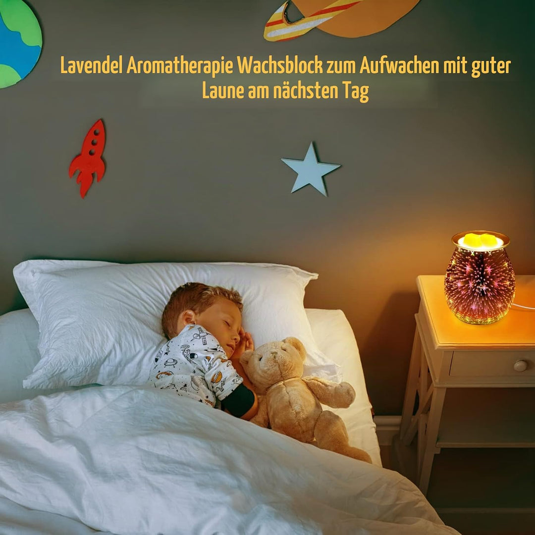 Duftlampe Elektrisch aus Glas, Elektrische Duftlampe für wachs, 3D-Feuerwerk Aromalampe, Touch Steue