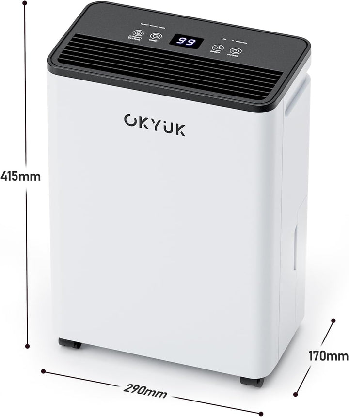 OKYUK Luftentfeuchter Elektrisch 12L mit Digitaler Luftfeuchtigkeitsanzeige, 32dB Leiser 30m², mit a