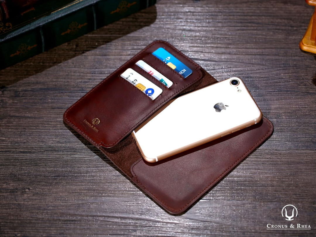 Cronus &amp; Rhea - Smartphone Geldbörse aus Leder - Modell: Cerberus - Mit Geschenkbox - Geldbeutel Hül