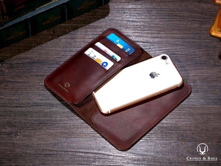 Cronus &amp; Rhea - Smartphone Geldbörse aus Leder - Modell: Cerberus - Mit Geschenkbox - Geldbeutel Hül