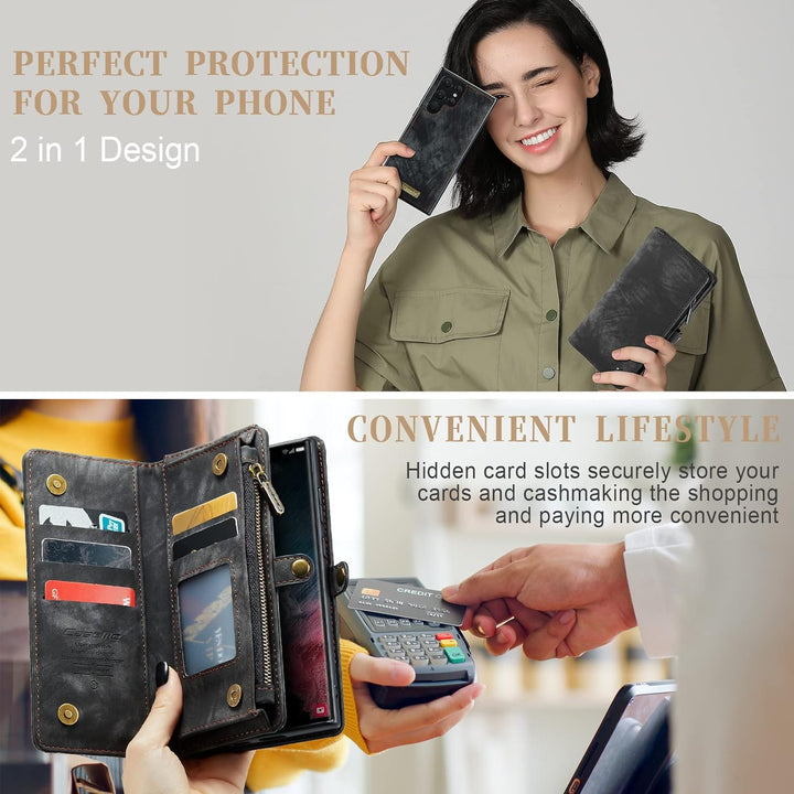 UFinetech 2-in-1 Luxus Samsung Galaxy Note 20 Hülle Case Tasche Magnetische Gute Flip Kartenfach Ket