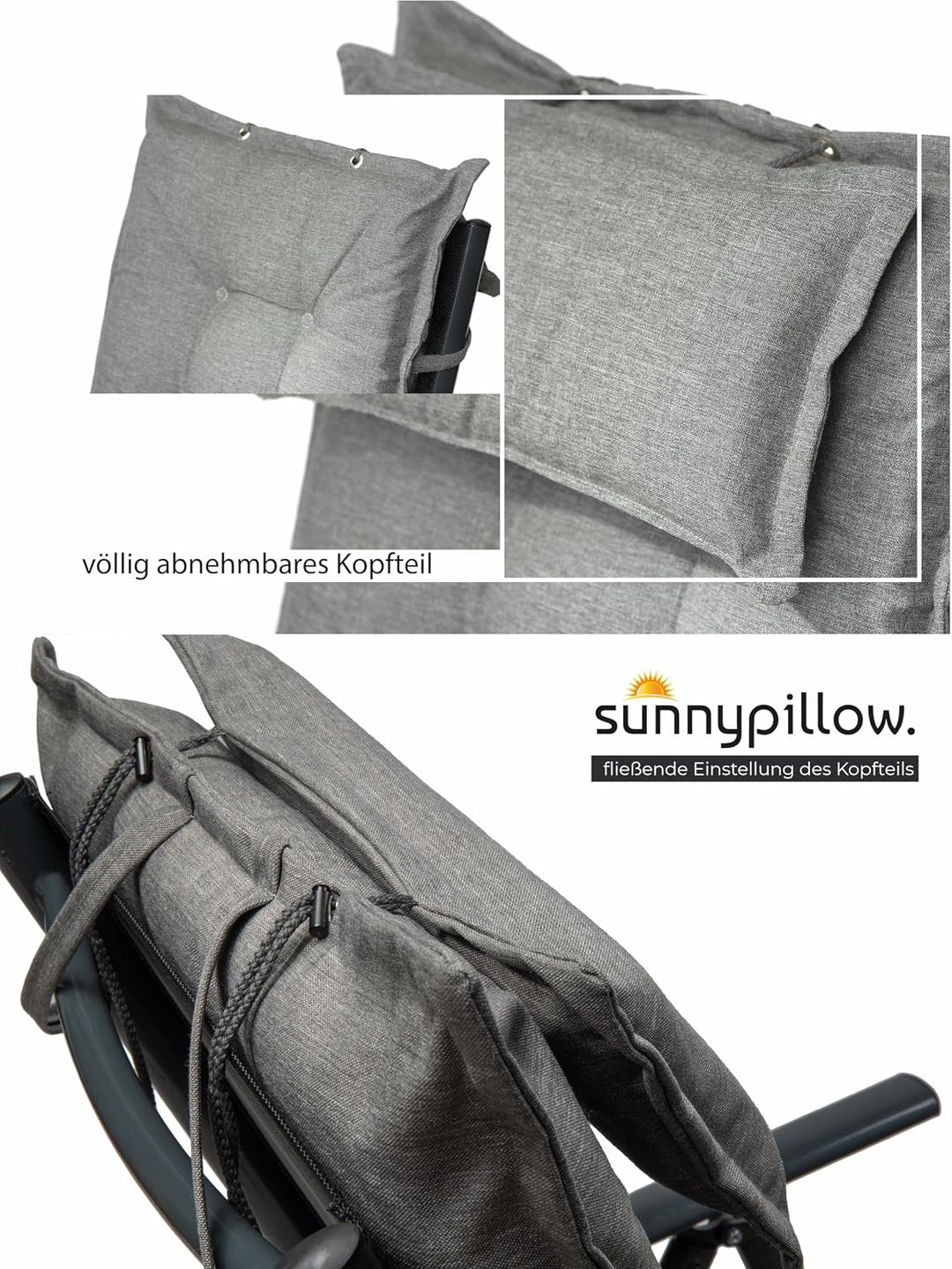 sunnypillow 2er Set Gartenstühle und Gartenstuhlauflagen Hochlehner | 120x50x9 cm Hochlehner Auflage
