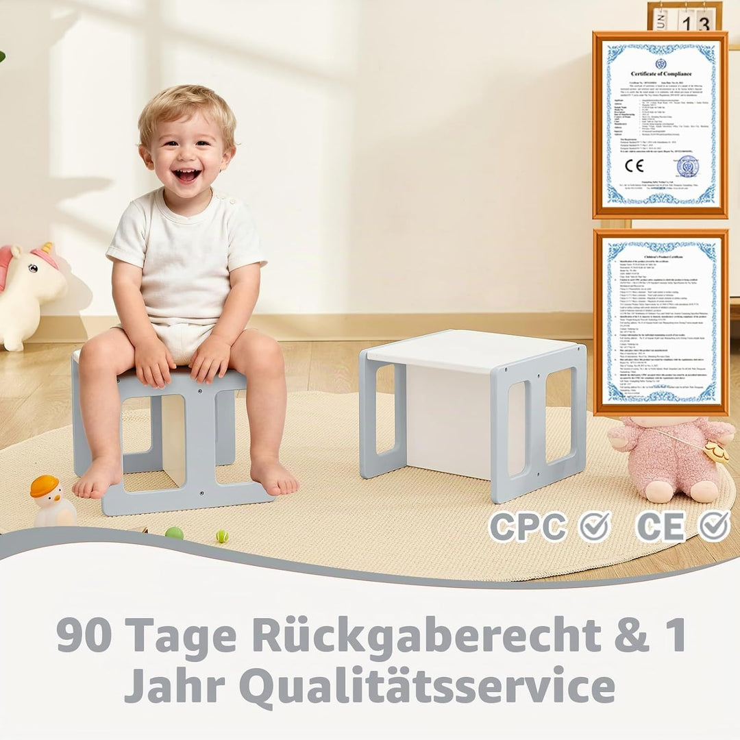 FUNLIO Höhenverstellbarer Montessori Entwöhnungsstuhl für Alter 1-3, Qualitätsstuhl aus Massivholz,