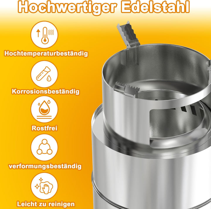 Holzofen Campingkocher aus Edelstahl, Hobo Kocher mit rutschfestem Topfständer für Pfannen, Töpfe &