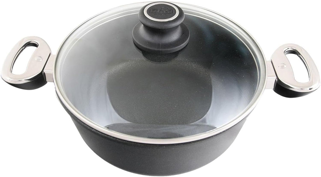 BAF Bratentopf Induktion mit Deckel Ø 24 cm - hoher Rand - Kleiner runder Schmortopf beschichtet aus