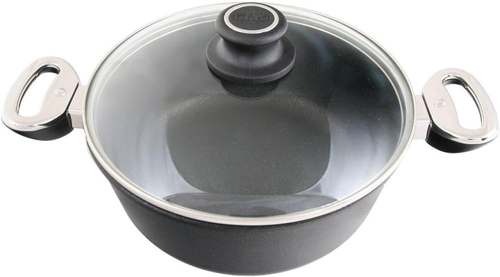 BAF Bratentopf Induktion mit Deckel Ø 24 cm - hoher Rand - Kleiner runder Schmortopf beschichtet aus