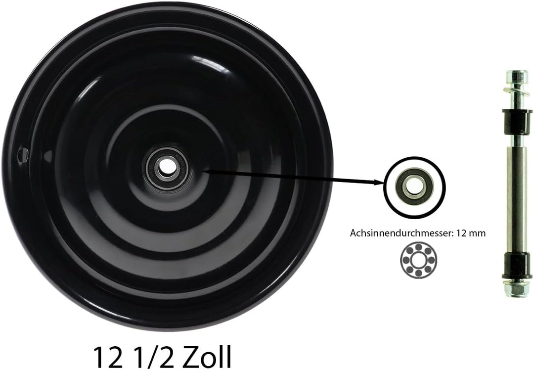 Scheibenrad Anhänger Handwagen Laufrad Rad Felge 12 1/2 Zoll Klaufix DDR (1 Stück Schwarz), 1 Stück