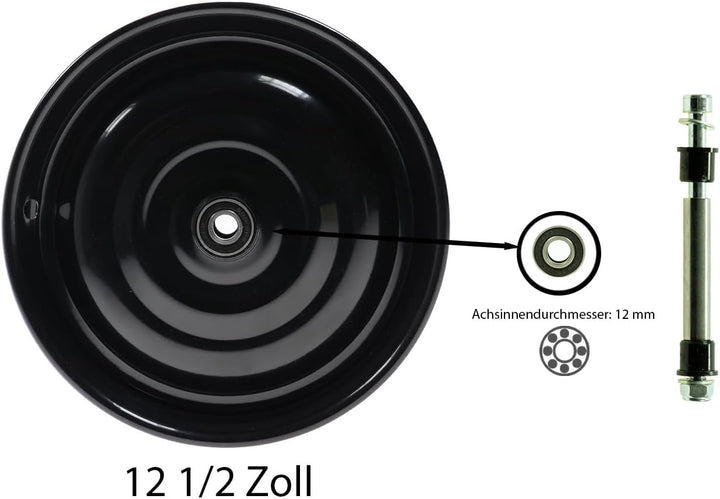 Scheibenrad Anhänger Handwagen Laufrad Rad Felge 12 1/2 Zoll Klaufix DDR (4 Stück Schwarz), 4 Stück