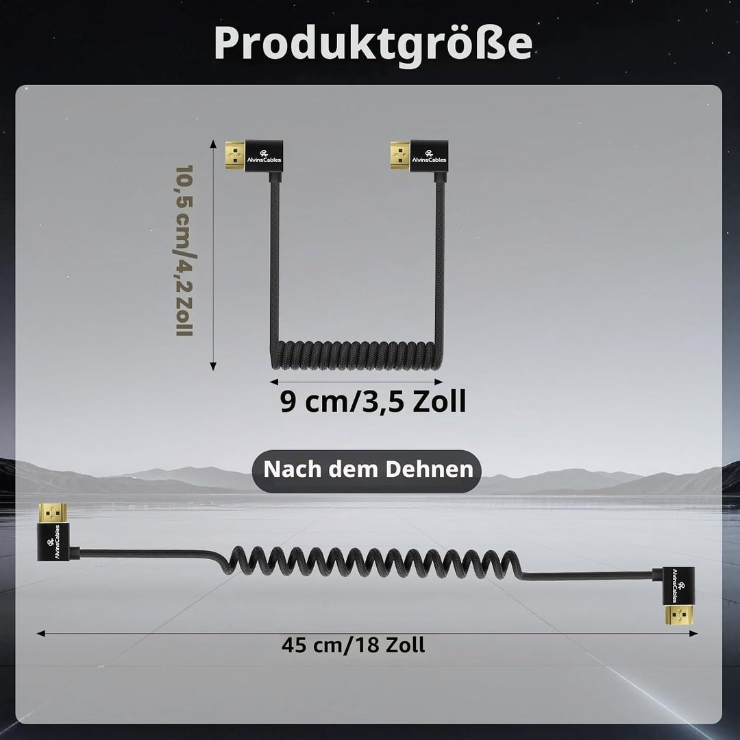 Alvin's Cables 8K 2.1 HDMI-Kabel, Hochgeschwindigkeitskabel, gewickelt, geflochten, für Atomos Ninja