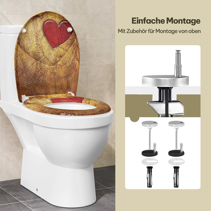 eSituro Toilettendeckel, WC Sitz mit Absenkautomatik, Klodeckel mit Schnellverschluss, 360° verstell