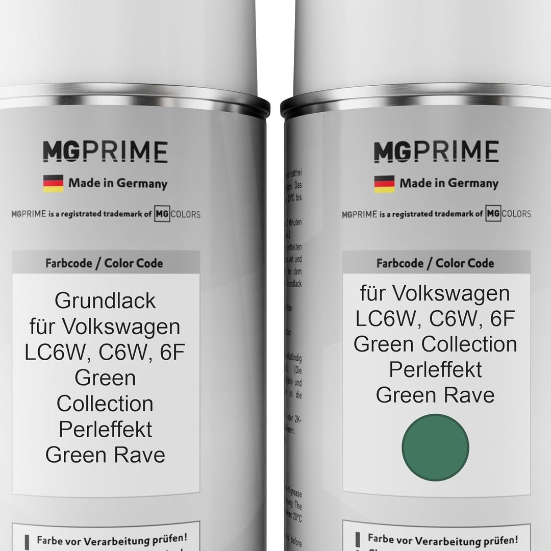 MG PRIME Autolack Sprühdosen Set für Volkswagen VW LC6W / C6W / 6F Green Collection Perleffekt/Green