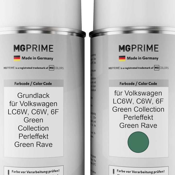 MG PRIME Autolack Sprühdosen Set für Volkswagen VW LC6W / C6W / 6F Green Collection Perleffekt/Green