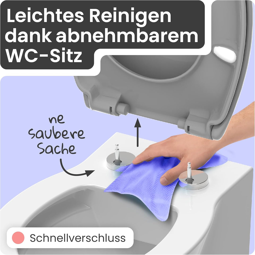instmaier Toilettendeckel mit Absenkautomatik grau | Made in Germany | ovale Form | Toilettensitz au