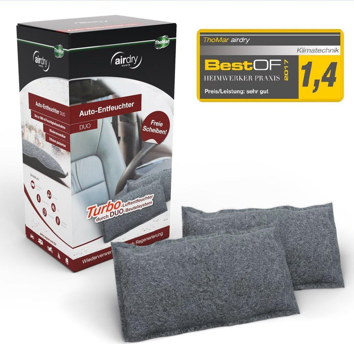 Thomar airdry Duo Auto-Entfeuchter 2er Set, 2 x 600g Luftentfeuchter wiederverwendbar, Schützt vor b