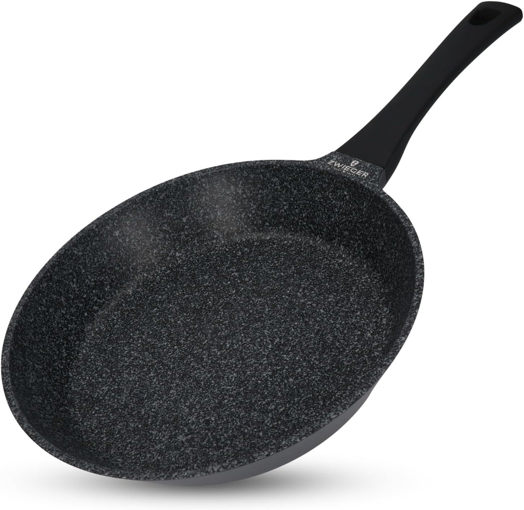 ZWIEGER Hochwertige Bratpfanne 28 cm – beschichtete Pfanne 28 cm, Aluguss, vollflächiger Edelstahlbo