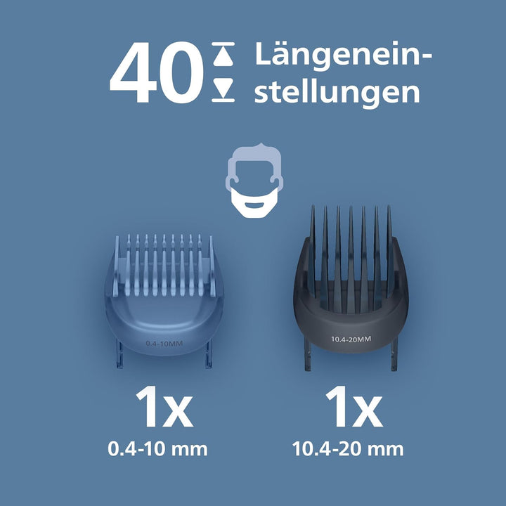 Philips Bartschneider 7000er-Serie – selbstschärfende Metallklingen, 40 Längeneinstellungen, BeardSe