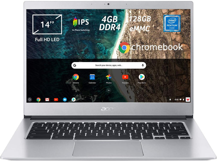 Acer Chromebook 514 CB514-1H-P9AS Notebook Portatile, Processore Intel Pentium Quad-Core N4200, Ram