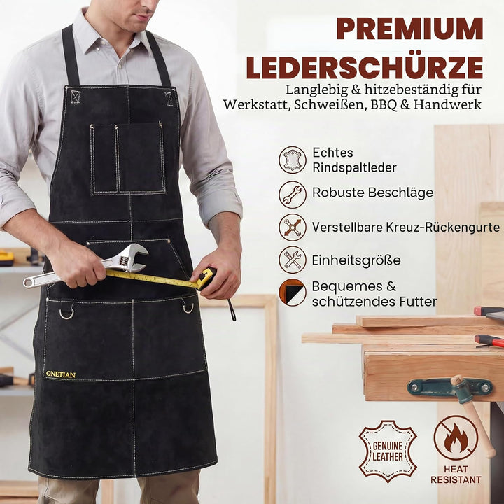 Tablier de soudure en cuir avec doublure douce – résistant à la chaleur, ignifuge, tablier de protec