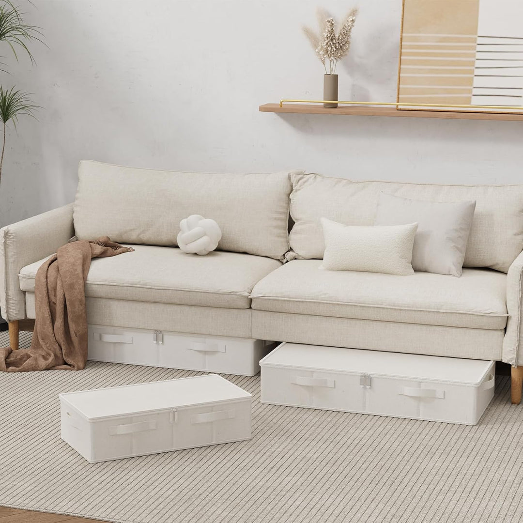 Unterbett Aufbewahrungsbox, Faltbare Tasche für Bettlaken mit Deckel, Unterbettbox Organizer mit Rei