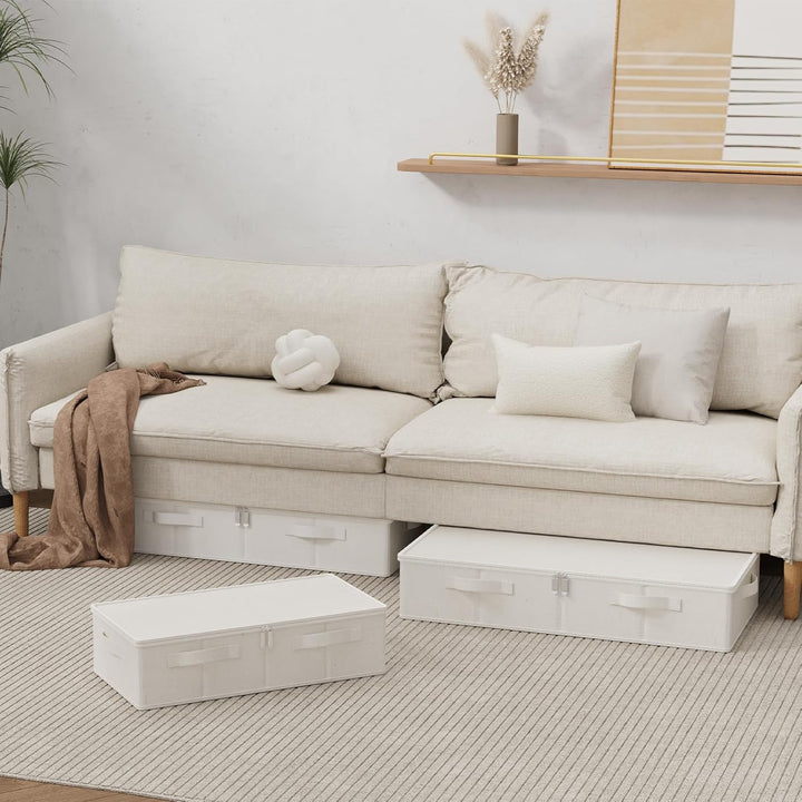 Unterbett Aufbewahrungsbox, Faltbare Tasche für Bettlaken mit Deckel, Unterbettbox Organizer mit Rei