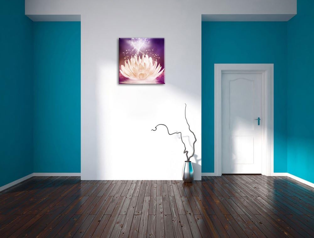 abstrakte Seerose, Format: 70x70 auf Leinwand, XXL riesige Bilder fertig gerahmt mit Keilrahmen, Kun