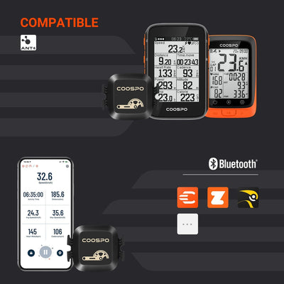 COOSPO Fahrrad Geschwindigkeitssensor und Trittfrequenzsensor Bluetooth ANT+, Cadence Speed Sensor I