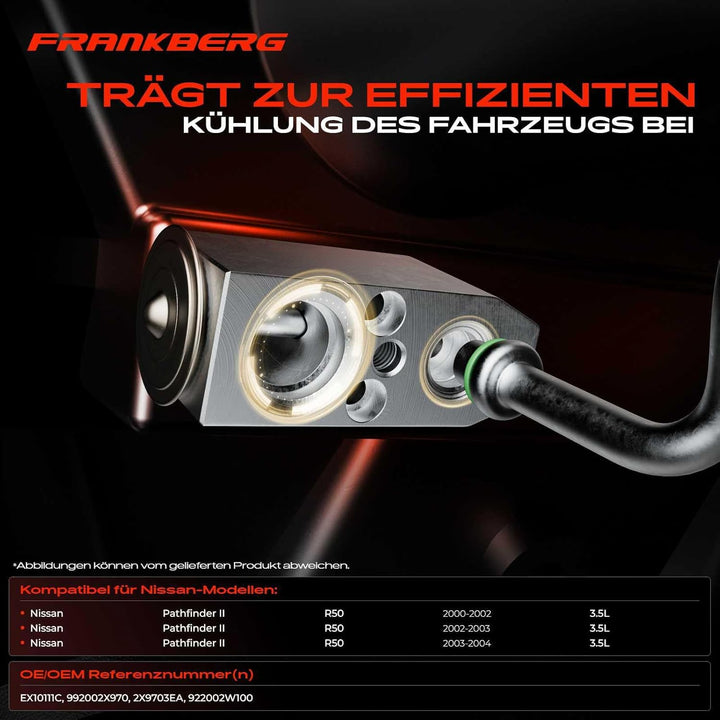Frankberg Expansionsventil Klimaanlage Kompatibel mit Pathfinder II R50 3.5 V6 4WD 2000-2004 SUV Rep