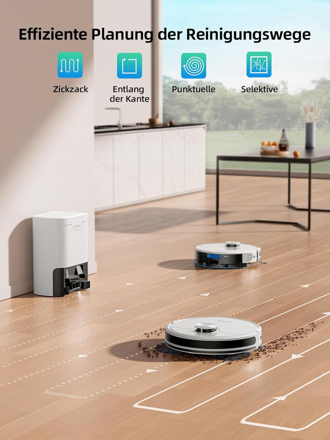 HONITURE Saugroboter mit Wischfunktion, Staubsauger Roboter mit Absaugstation, 5000Pa Saugkraft Saug