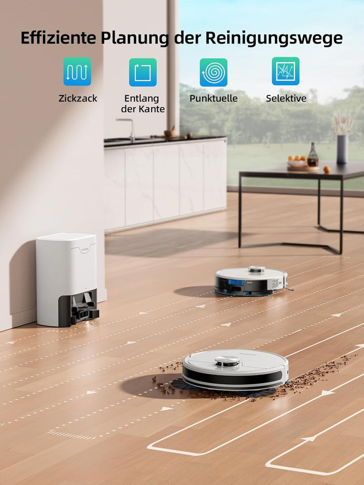 HONITURE Saugroboter mit Wischfunktion, Staubsauger Roboter mit Absaugstation, 5000Pa Saugkraft Saug