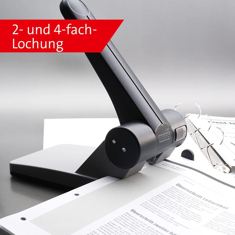 Novus B 265 Locher (Registraturlocher für das Büro, Metall, Stanzleistung) 65 Blatt, lichtgrau/schwa