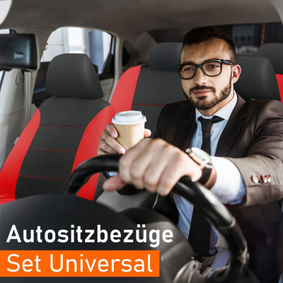 Upgrade4cars Autositzbezüge Set für die Vordersitze & Rückbank | Auto-Schonbezüge Universal in Rot R