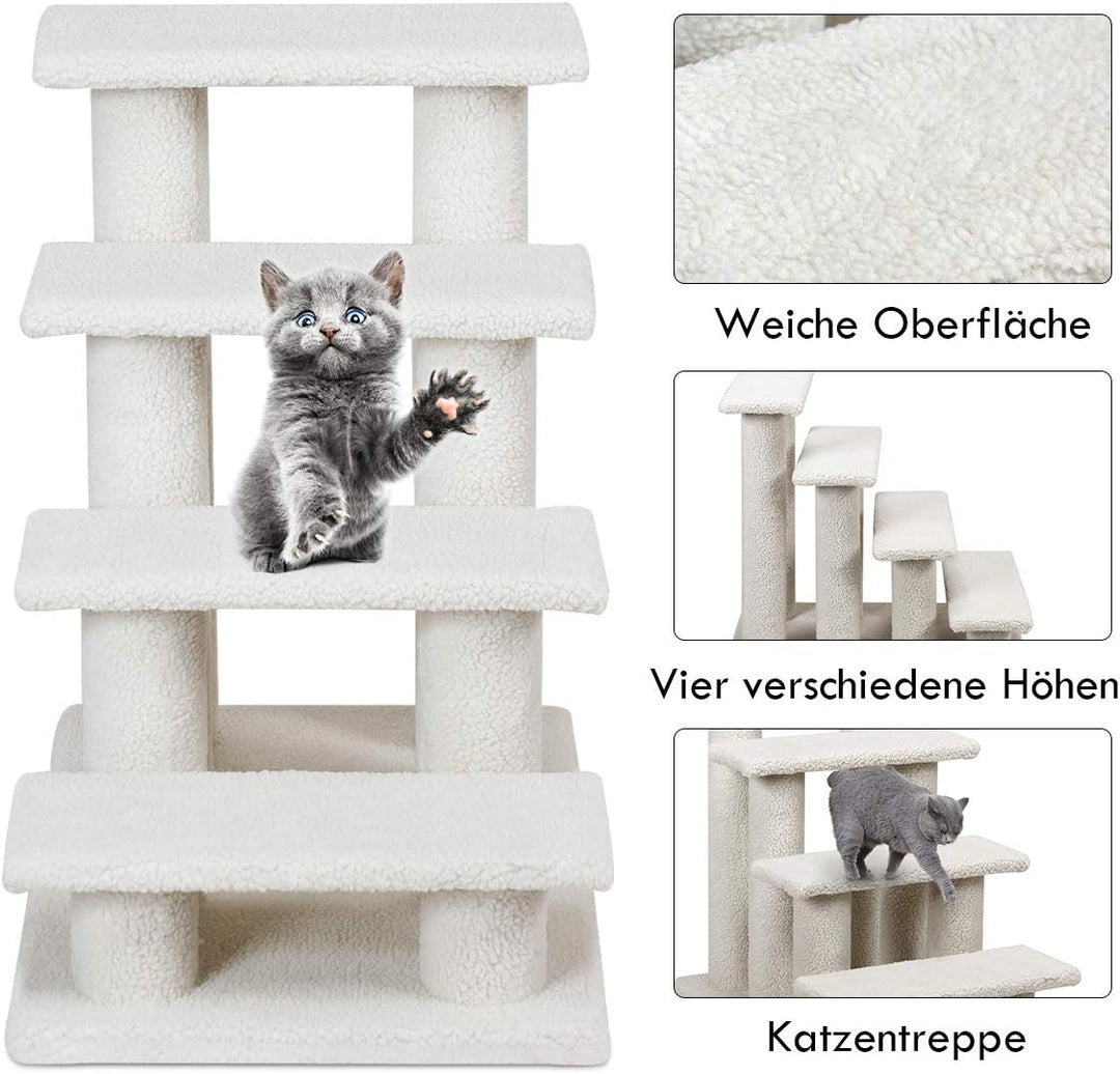 GOPLUS Tiertreppe Beige, Haustiertreppe Katzentreppe Hundetreppe Kletterbaum Katzenkratzbaum Spielba