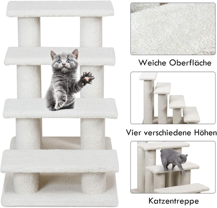 GOPLUS Tiertreppe Beige, Haustiertreppe Katzentreppe Hundetreppe Kletterbaum Katzenkratzbaum Spielba