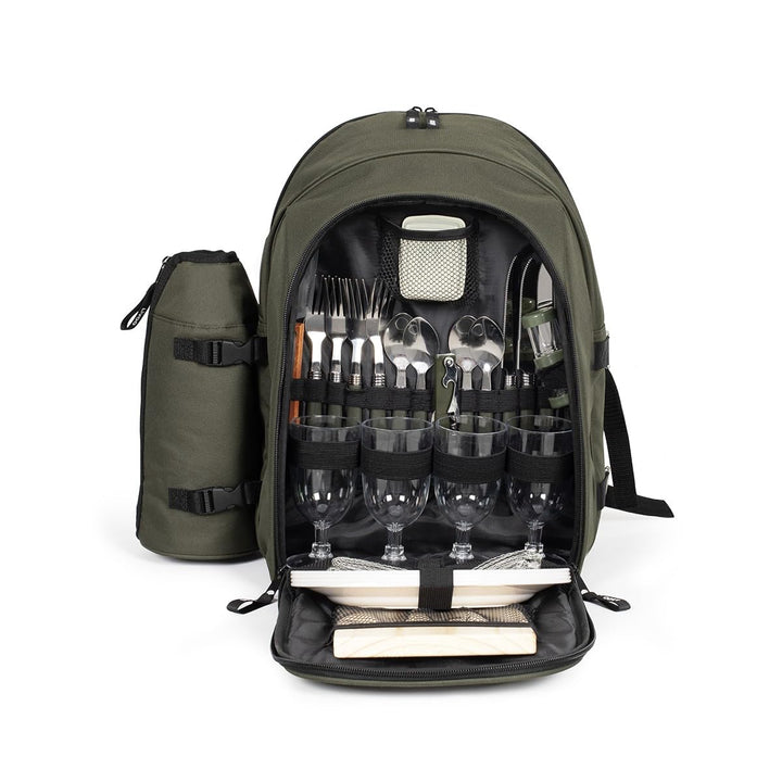 Livoo Picknick-Rucksack für 4 Personen SE970C – 11 l, 600D, 30 Zubehörteile Grün, Grün