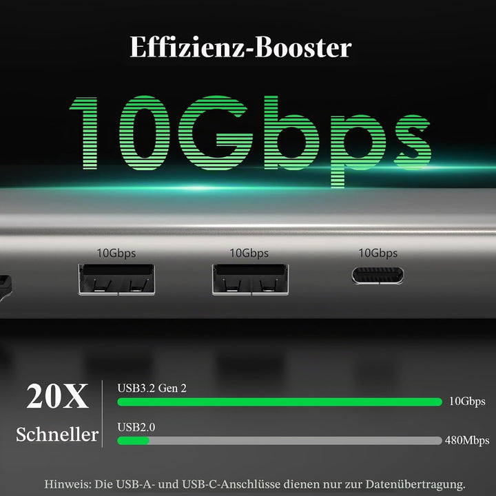 Minthouz USB-C-Hub für Dell, HP Lenovo, 6-in-1-Multiport-Adapter, USB-C-zu-HDMI mit 4K@144Hz,100W PD