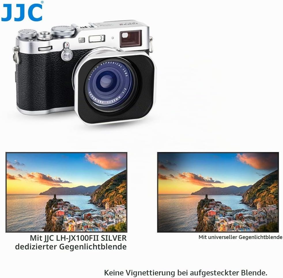 JJC Silber Sonnenblende und Filteradapter für Fujifilm X100V, X100F, X100T, X100S, X100 und X70 Kame