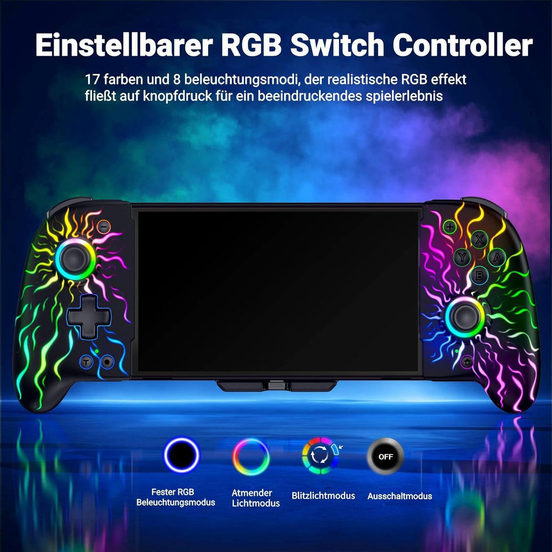 Leistungsstarker Bluetooth-Controller für Switch/Switch OLED, RGB Handheld Controller mit Makroprogr