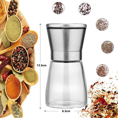 Lawei 4er-set Edelstahl Gewürzmühle Set 160ml Salz und Pfeffermühle mit Einstellbar Mahlwerk Chilimü