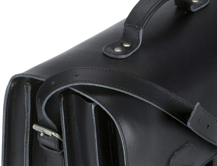 Ruitertassen Lehrertasche Leder XXL Damen Herren Schultasche Aktentasche Tasche 3 Fächer schwarz gro