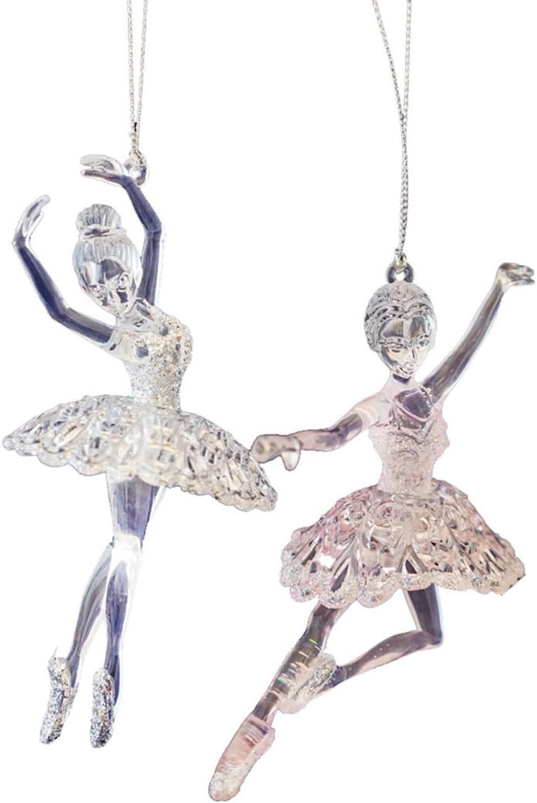 Baumschmuck Ballerina Rose-Silber (2er Set) - Ballett Weihnachtsdeko, Christbaumkugel, Weihnachten,
