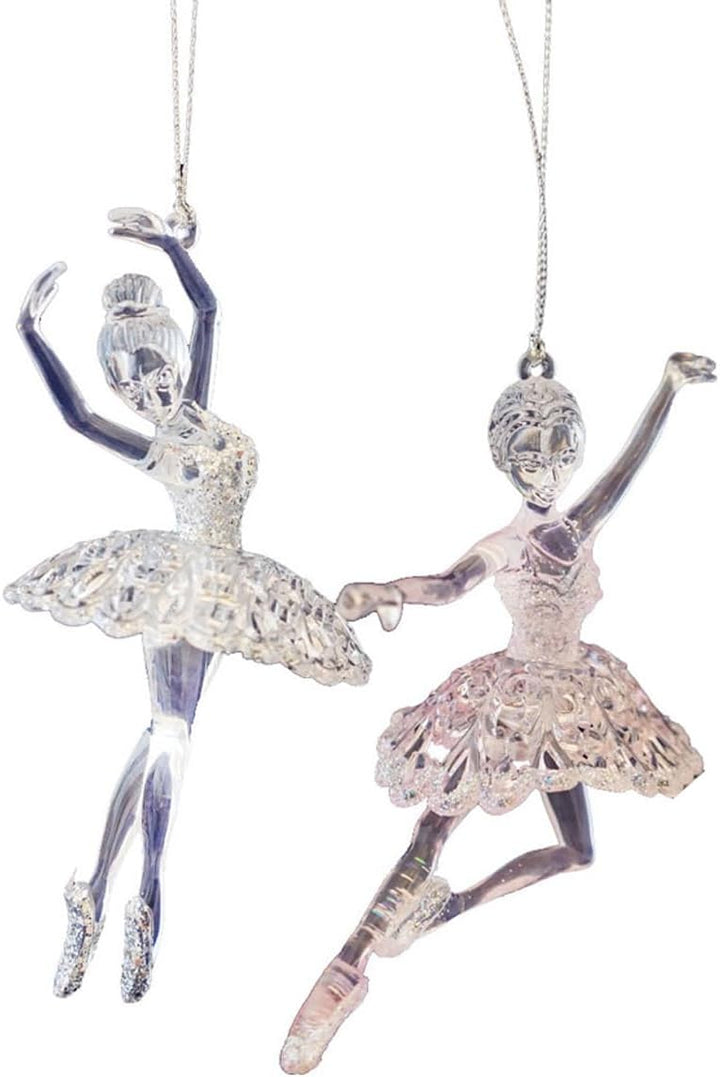 Baumschmuck Ballerina Rose-Silber (2er Set) - Ballett Weihnachtsdeko, Christbaumkugel, Weihnachten,