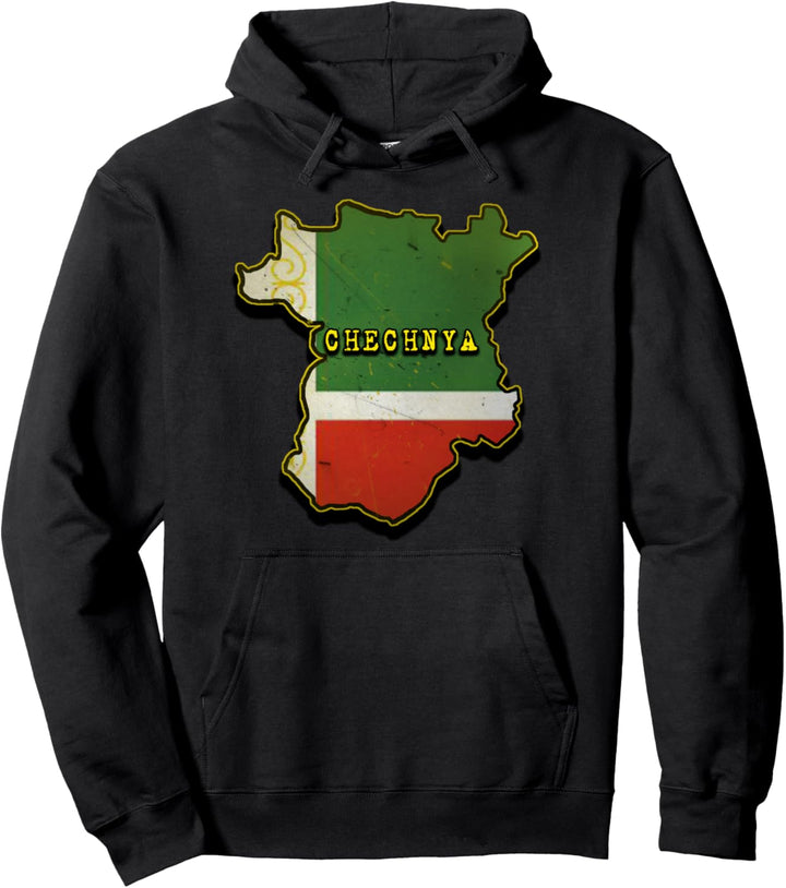 Chechen Map, Chechnya Flag, Chechnya Map Pullover Hoodie