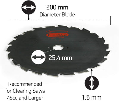 Oregon Sägeblatt 200 mm, mit 25,4 mm Zentralbohrungdurchmesser, zum Schneiden von dichtem Gestrüpp w