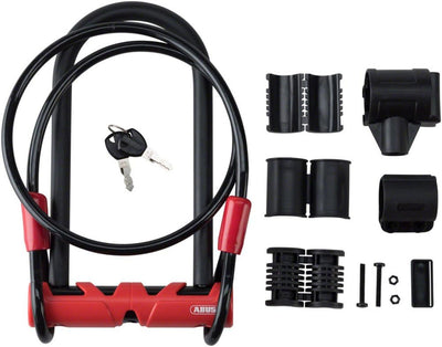 ABUS Bügelschloss Ultimate 420 + USH-Halter + Sicherungskabel Cobra 10/120 - Fahrradschloss-Set - AB